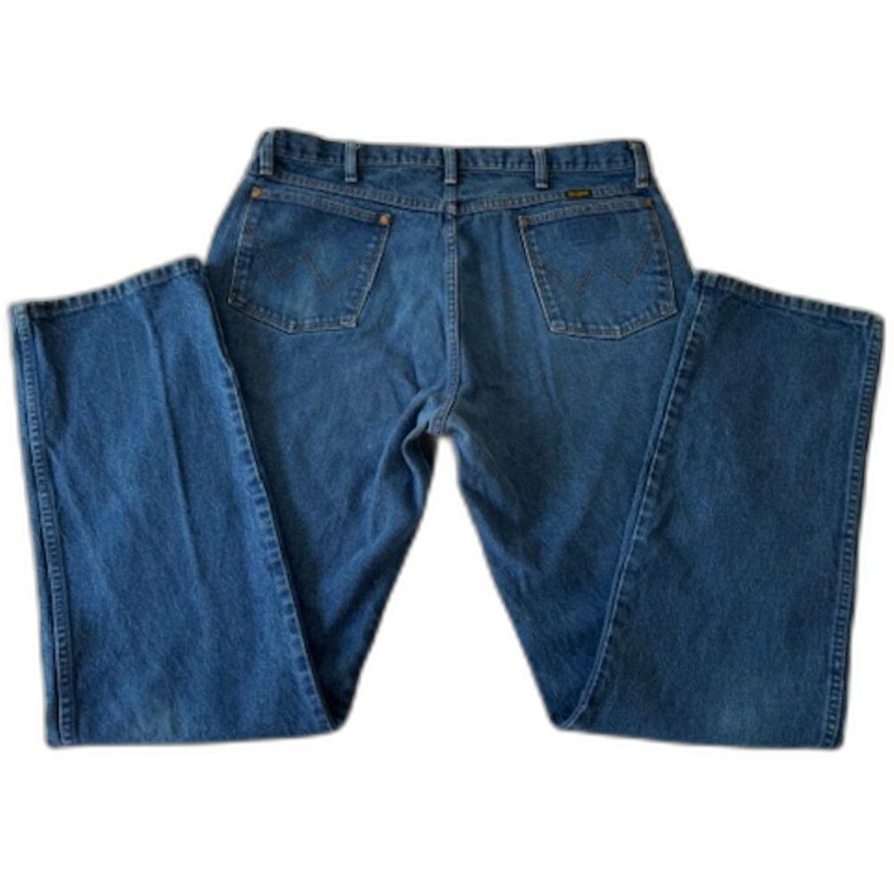 Wrangler Men's Straight Jeans Dark Blue 38x36 100% Cotton Western Retro EUC READ
